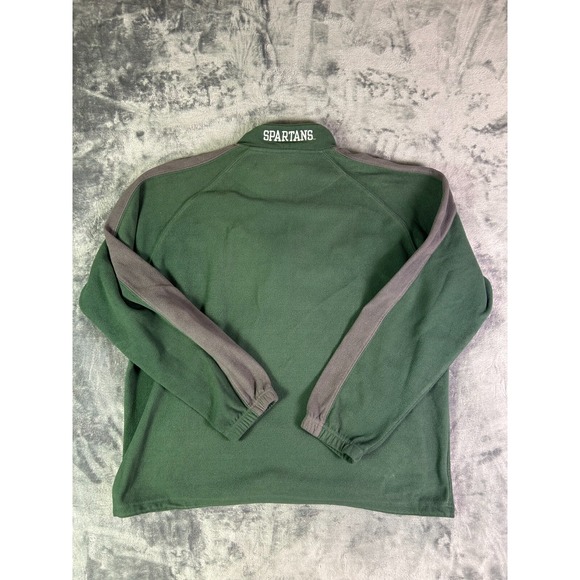 Michigan State Spartans Fleece 1/4 Zip Pullover XL Green Gray Gear for Sports - Picture 2 of 8